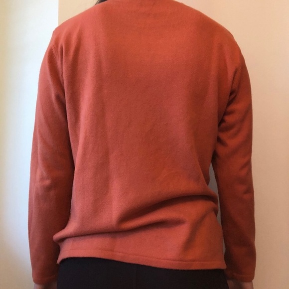 Pumpkin orange scoop neck sweater w/ detailing - Picture 4 of 5